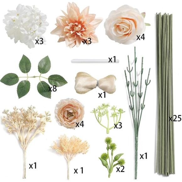 Artificial Flowers Combo Box Set Pink Fake Flower Leaf with Stems DIY Wedding - Picture 4 of 7